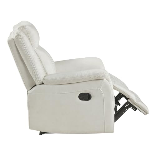 Lexicon Polished Microfiber Wall Hugger Manual Reclining Chair, Beige | 39.5"W Manual Recliner, Home Theater Seating for Living Room/Office/Apartment, Tool Free Assembly - color: Beige, size: Recliner
