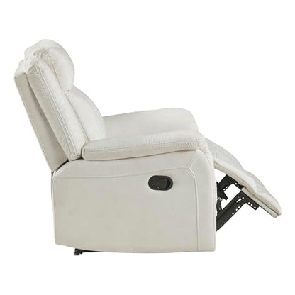 Lexicon Polished Microfiber Wall Hugger Manual Reclining Chair, Beige | 39.5"W Manual Recliner, Home Theater Seating for Living Room/Office/Apartment, Tool Free Assembly - color: Beige, size: Recliner
