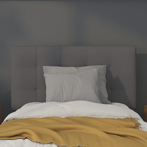 Quilted Tufted Upholstered Twin Size Headboard in Dark Gray Fabric - color: Dark Gray, size: Twin