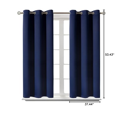 BGment Blackout Curtains for Bedroom - Grommet Thermal Insulated Room Darkening Curtains for Living Room, Set of 2 Panels (38 x 54 Inch, Navy Blue) | Grommet top, Blackout, Room Darkening, Sunblock, Thermal Insulated, Window Drapes for Kitchen, 38x54 Inch