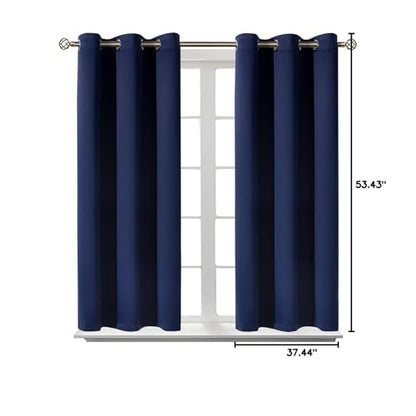 BGment Blackout Curtains for Bedroom - Grommet Thermal Insulated Room Darkening Curtains for Living Room, Set of 2 Panels (38 x 54 Inch, Navy Blue) | Grommet top, Blackout, Room Darkening, Sunblock, Thermal Insulated, Window Drapes for Kitchen, 38x54 Inch