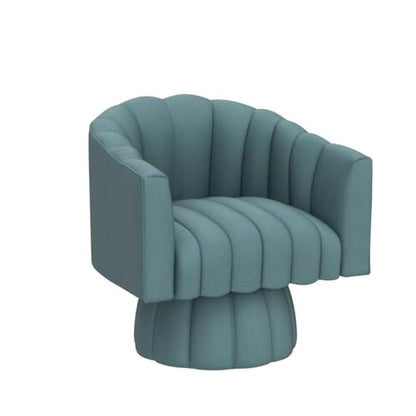Dewhut Swivel Barrel Accent Chair, Velvet Reading Armchair, Blue, Set 1 | Mid Century Style, Modern Round ArmChair With 360° Swivel Base, For Living Room / Bedroom / Office - color: Blue