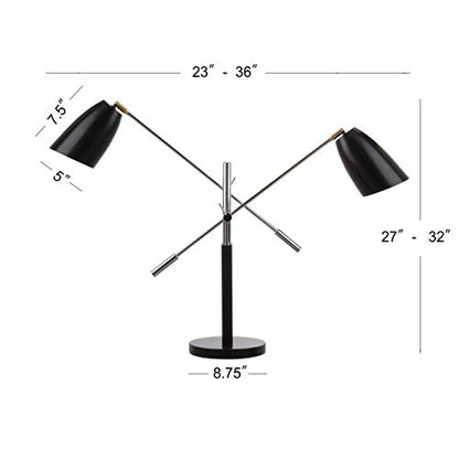 SAFAVIEH Lighting Collection Mavis Black/ Gold 2-light 32-inch Adjustable Height Bedroom Living Room Home Office Desk Nightstand Task Table Lamp (LED Bulbs Included) - color: Black/Gold