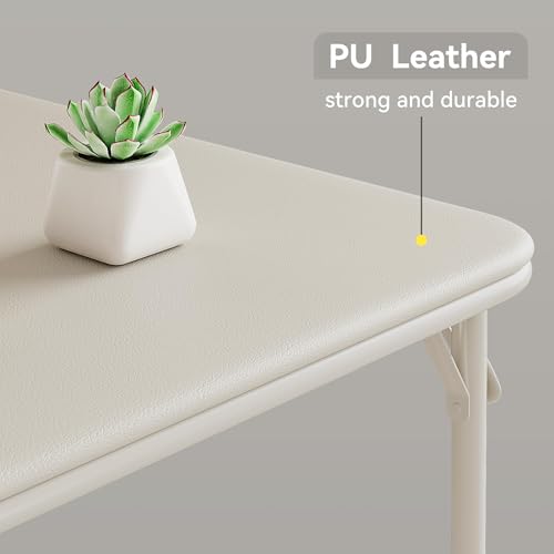 Folding Card Table and Chair Set of 5, No Assembly Required, Beige | Portable Square Card Table with 4 Padded Chairs, Foldable Chairs and Tables for Home, Indoor and Outdoor, Space-Saving