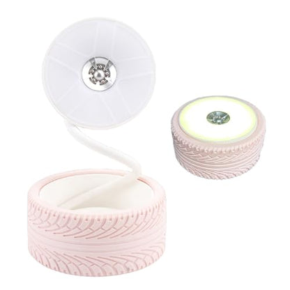 Pongnas Roseate Bedside Lamp with Wheel Design USB Charging Port Warm White Foldable LED Light for Bedroom Study Living Room Travel - color: Roseate