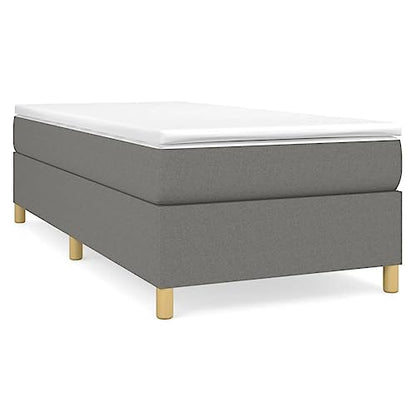 Twin XL Bed Frame with Box Spring, Upholstered Fabric Platform Base, Sturdy Plywood Slats, Dark Gray, Modern Bedroom Furniture for Dorms and Guest Rooms - size: Twin XL