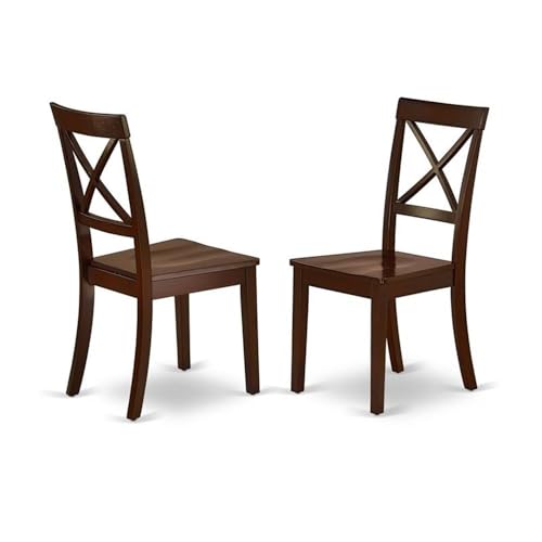 East West Furniture DLBO3-MAH-W 3 Piece Modern Dining Table Set Contains a Round Wooden Table with Dropleaf and 2 Dining Room Chairs, 42x42 Inch, Mahogany - color: Dlbo3-mah-w, size: Table + 2 Chairs