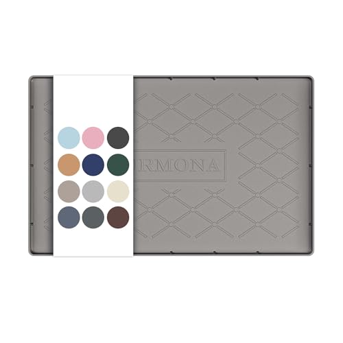 URMONA 19" x 12" Waterproof Silicone Mat in Multiple Sizes & Colors, Under Sink Mat for Kitchen & Bathroom, Pet Food Pad for Dogs & Cats, Kitchen Cabinet Liner, Multi-Purpose for Storage(Beige) - color: Beige, size: 12"W x 19"L