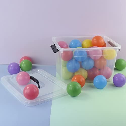 10 L Plastic Clear Storage Box, Plastic Latching Box with Lid, 6-PACK | Clear Design, Locking Latch Lid, Convenient Top Handle, Sturdy Plastic, Multi-Purpose Storage Bin, for Home Office Closet Use - size: 10 L