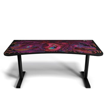 Arozzi Arena Special Edition Ultrawide Curved Gaming and Office Desk with Full Surface Water Resistant Desk Mat Custom Monitor Mount Cable Management Cut Outs - Crawling Chaos | Full Surface Water-Resistant Desk Mat, Monitor Mount Cut-Outs, Cable Manageme