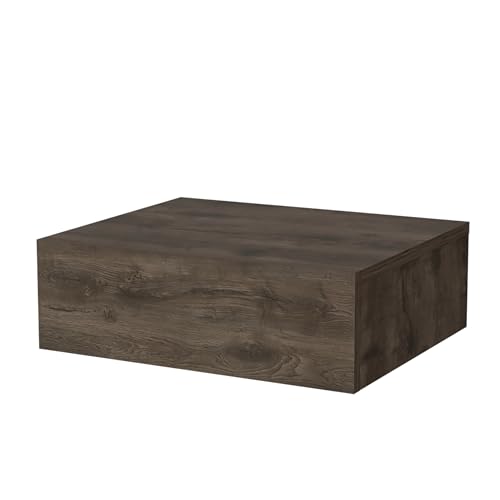 FM FURNITURE Vienna Modern Floating Nightstand with Drawer & Shelf, Wall Mounted Bedside Table for Bedroom Organization, Brown - color: Dark Brown