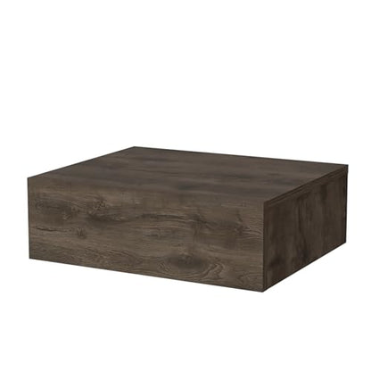 FM FURNITURE Vienna Modern Floating Nightstand with Drawer & Shelf, Wall Mounted Bedside Table for Bedroom Organization, Brown - color: Dark Brown