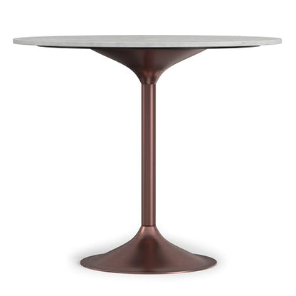 SIMPLIHOME Whitley 72" Wide Solid Mango Wood Dining Table in Grey Wash - color: White Marble/Antique Copper