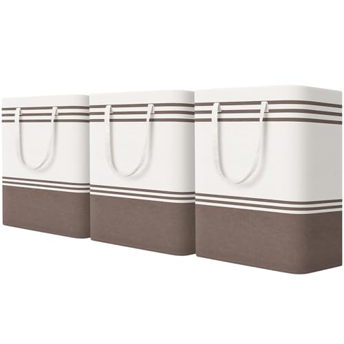 TranquilRelax 3-Pack Laundry Basket, Laundry Hamper, Khaki-125L | Freestanding＆Water-Resistant Laundry Hamper, Collapsible Tall Clothes Hamper with Carry Handles for Clothes, Laundry Basket - color: Khaki, size: 125L