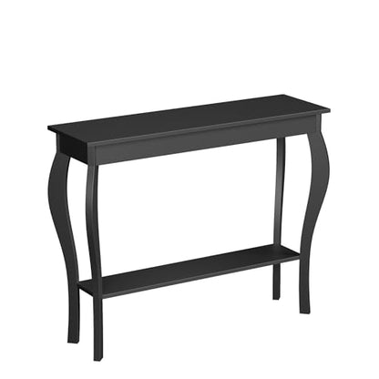 ChooChoo 39" Narrow Entryway Table with Storage Shelf, Black | Console Table with Curved Legs, Chic Accent Sofa Table with Shelves for Entryway, Living Room, Hallway - color: Black