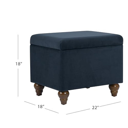 HomePop 22" Medium Rectangular Storage Ottoman - Blue Velvet - color: Blue Velvet