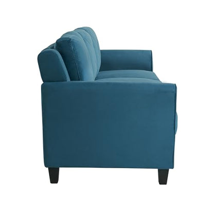 Studio Living Harrington 80.3" Sofa, Transitional Modern, Pocket Coil Comfort, Easy Assembly, Woven Fabric, Blue - color: Blue, size: Sofa