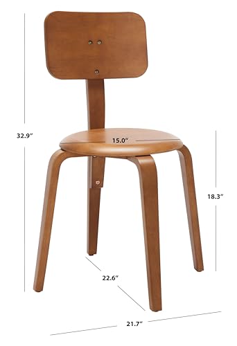 SAFAVIEH Home Collection Luella Walnut Stackable Dining Chair Set of 2 - color: Walnut