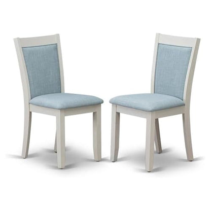 East West Furniture MZC0T15 Monza Parsons Dining Chairs - Baby Blue Linen Fabric Padded Chairs, Set of 2, Wirebrushed Linen White - color: Mzc0t15