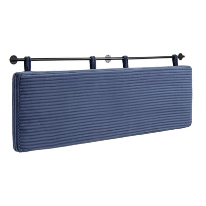 Queen Headboard Only, Wall Mounted Hanging Upholstered Bed Head Board | Modern Vertical Channel Design of Fine Flannel, Elegant Dark Blue Fluted Headboard for Bedroom (Dark Blue, Queen Size ) - color: Flannel/Dark Blue, size: Queen