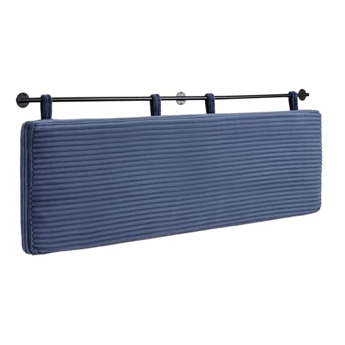 King Headboard Only, Wall Mounted Hanging Upholstered Bed Head Board | Modern Vertical Channel Design of Fine Flannel, Elegant Dark Blue Fluted Headboard for Bedroom (Dark Blue, King Size) - color: Flannel/Dark Blue, size: King