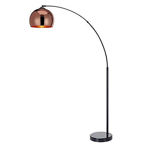 Teamson Home Arquer 66.93" Arc Floor Lamp for Living Rooms, Home Offices, Dining Rooms, Bedrooms with Faux Black Marble Base and Rose Gold Bell Shade - color: Rose Gold
