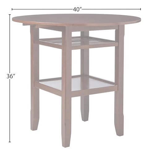 Acme 40" Dia Round Counter Height Table with 2 Drop Leaves & 2 Shelves Storage & Wood Frame for Dining Table Kitchen Bar Table for Dining Room Living Room, Easy Assembly, Cherry Finish