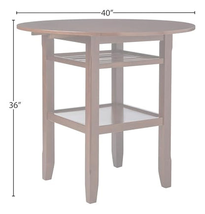 Acme 40" Dia Round Counter Height Table with 2 Drop Leaves & 2 Shelves Storage & Wood Frame for Dining Table Kitchen Bar Table for Dining Room Living Room, Easy Assembly, Cherry Finish