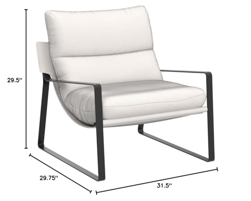 LukeAlon Modern Linen Accent Armchair, White | Linen Upholstered Living Room Chair With Metal Base & Thickened Cushion, Comfy Single Lounge Sofa for Bedroom, Office - color: White