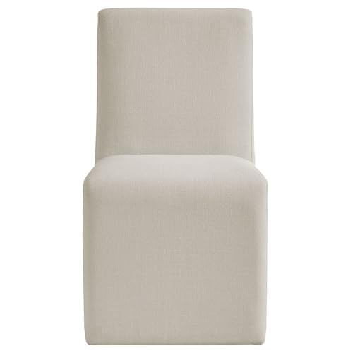 Modway Emory Fabric Slipper Dining Chair in Salt – Upholstered Armless Dining Side Chair – Versatile Modern Accent Chair or Vanity Chair - color: Salt