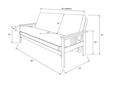 Kodiak Furniture Monterey Futon Frame with Butternut Finish, Full, - color: Frame Only, size: No Drawers, style: Butternut Finish