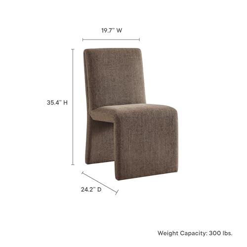 Modway Emory Fabric Slipper Dining Chair in Mocha – Upholstered Armless Dining Side Chair – Versatile Modern Accent Chair or Vanity Chair - color: Mocha