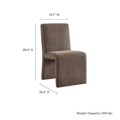 Modway Emory Fabric Slipper Dining Chair in Mocha – Upholstered Armless Dining Side Chair – Versatile Modern Accent Chair or Vanity Chair - color: Mocha