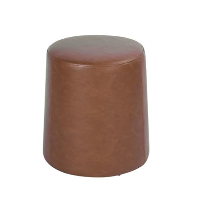 HomePop 17" Organic Shape Ottoman - Chestnut Faux Leather - color: Chestnut Faux Leather
