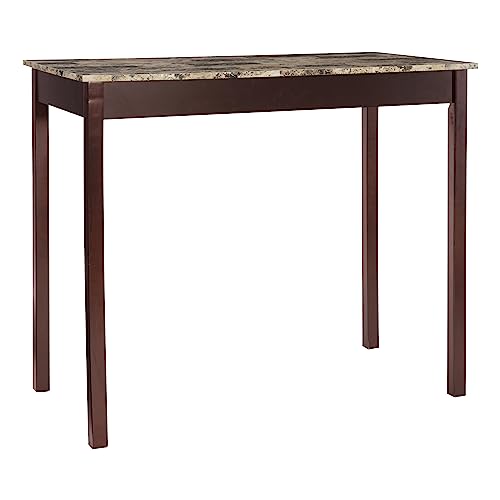 Linon Brown 3-Piece Table Faux Marble Tavern Set, 42" w x 22.25" d x 36" h - color: Brown