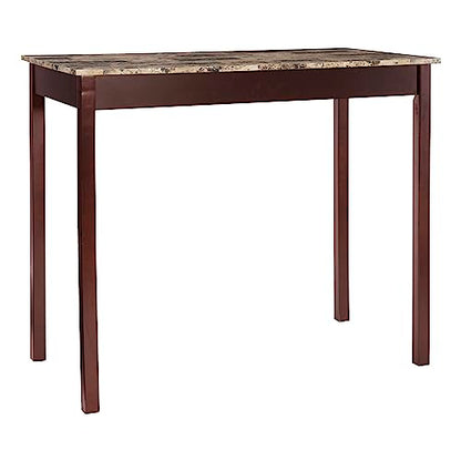 Linon Brown 3-Piece Table Faux Marble Tavern Set, 42" w x 22.25" d x 36" h - color: Brown