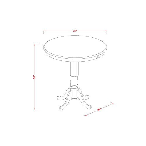 East West Furniture JAQU5-OAK-W 5 Piece Counter Height Dining Table Set Includes a Round Wooden Table with Pedestal and 4 Kitchen Dining Chairs, 36x36 Inch, Oak - color: Jaqu5-oak-w