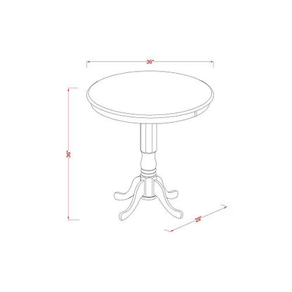 East West Furniture JAQU5-OAK-W 5 Piece Counter Height Dining Table Set Includes a Round Wooden Table with Pedestal and 4 Kitchen Dining Chairs, 36x36 Inch, Oak - color: Jaqu5-oak-w