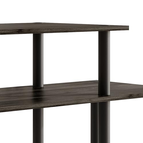 Simple 3-Tier TV Stand with Open Storage Shelves, for TVs up to 50", Dark Grey - color: Dark Grey
