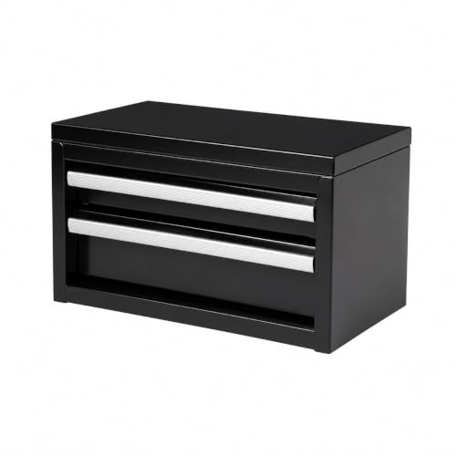 Mini 2-Drawer Steel Tool Box Black - color: Black, size: 2 Drawer