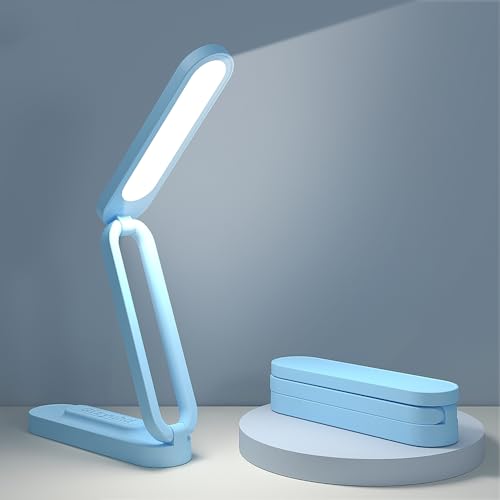 Giryuhd LED Desk Lamp for Office Home & Battery Operated Lamp Rechargeable Lamp Foldable & Portable Light, LED Desk Light Strip, 3 Brightness Dimmable Small Desk Lamp Wireless Reading Lamp - color: Blue