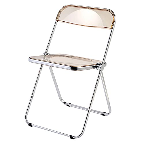 Stackable Transparent Dining Chair - Metal Frame, Plastic Accent Chair for Kitchen, Living Room, Bedroom - Space Saving, Stylish Design，Amber 47x48x76cm(19x19x30inc - color: Amber