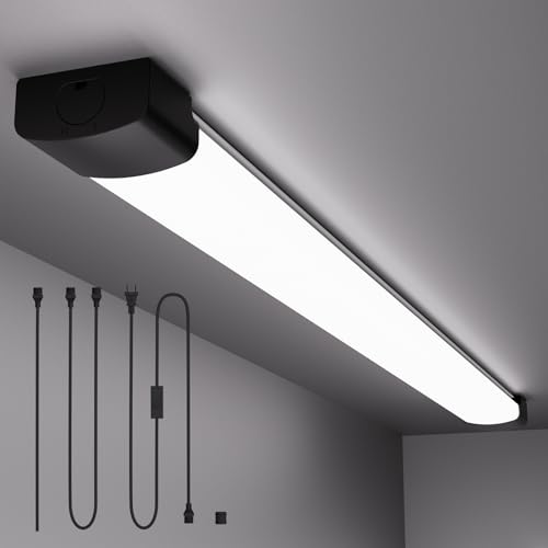 Plug in Light 4FT 5000K Linkable LED Tube Shop Closet Under-Cabinet Utility Lights, IP66 Waterproof, Overhead Ceiling Workbench Light, LED Light Bar for Room Office Garage Shop Bathroom | Overhead Ceiling Lighting Utility Workbench Light, Triproof LED Lig