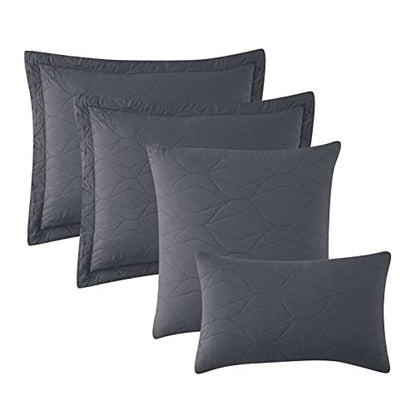 Clara Clark Quilts Twin Size - All Season Bedspread Coverlet Set, Pinsonic Weave Lightweight Bedding Set - 5 Piece Twin Quilt Set with Pillow Shams, Ellipse - Gray - color: 14 - Ellipse - Gray, size: Twin