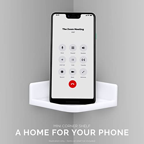 BRAINWAVZ 보안 카메라, 아기 모니터, 스피커, 식물 등을 위한 미니 코너 선반 마운트, 범용 홀더, 강력한 접착제, 쉬운 설치, 지저분함 없음, 나사 없음 (화이트) - color: 미니 코너 마운트