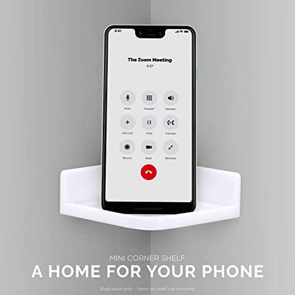 BRAINWAVZ 보안 카메라, 아기 모니터, 스피커, 식물 등을 위한 미니 코너 선반 마운트, 범용 홀더, 강력한 접착제, 쉬운 설치, 지저분함 없음, 나사 없음 (화이트) - color: 미니 코너 마운트