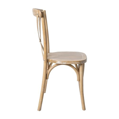 Merrick Lane Bardstown X-Back Bistro Style Wooden Dining Chair for Kitchens and Dining Rooms, High-Back Wood Stackable Kitchen Chair, Natural with White Grain - color: Natural White Grain