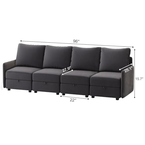 COMHOMA Convertible Sectional Sofa Couch Free Combination L/U Shaped Sofa with High Density Memory Foam Modular Oversized Cloud Couch for Living Room, Apartment and Small Space 4 Seaters - size: 4