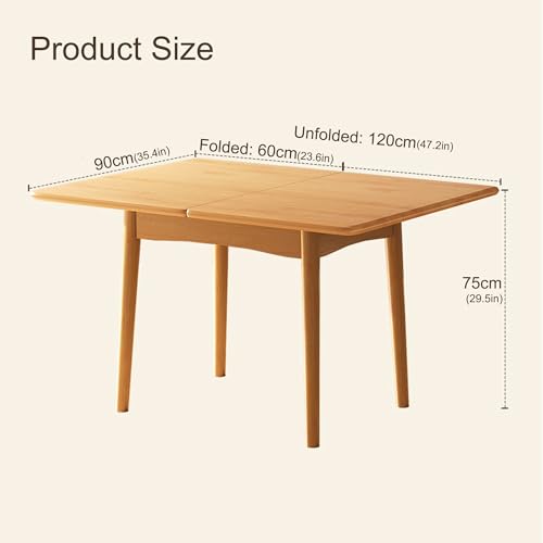 Rectangular Folding Expandable Dining Table Foldable Space Saving Drop Leaf Kitchen Table for Small Spaces Living Room Apartment