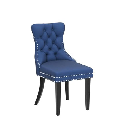 Virabit Blue Dining Chairs Set of 4, Velvet Tufted with Nailhead Back and Ring Pull Trim, Upholstered for Kitchen/Bedroom/Dining Room - color: Blue, size: set of 4